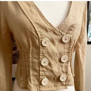 Free People medium Linen top button down cute light shirt